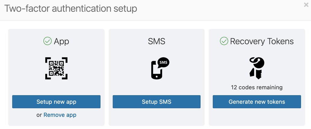 Reset two-factor authentication